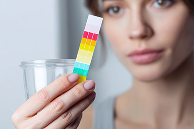 Paski diagnostyczne do oznaczania glukozy i ciał ketonowych w moczu.